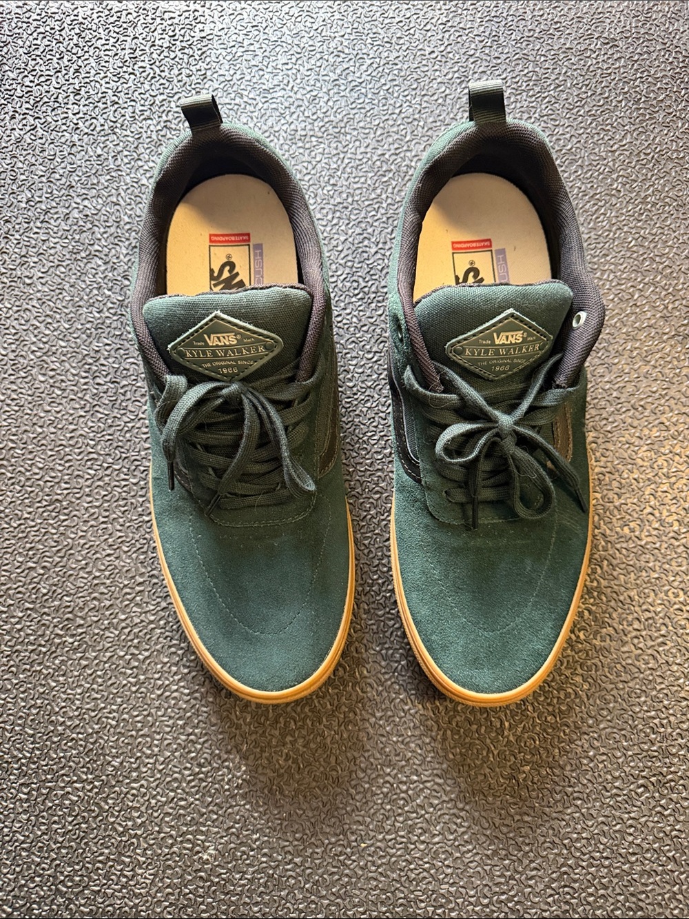 Vans Kyle Walker Suede Sneakers in Dark Green with Gum Sole
